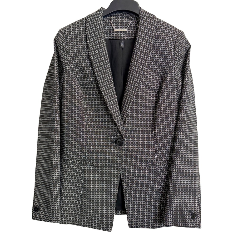 White House Black‎ Market Black White Grid Print Women's 6 Blazer Jacket 6